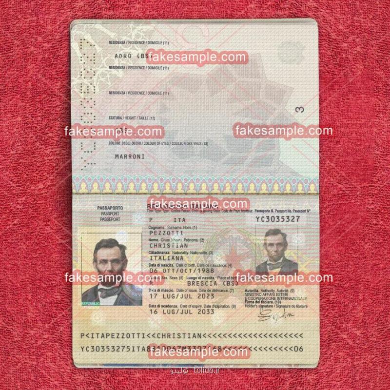 Italy and Brazil Passport Fake Template